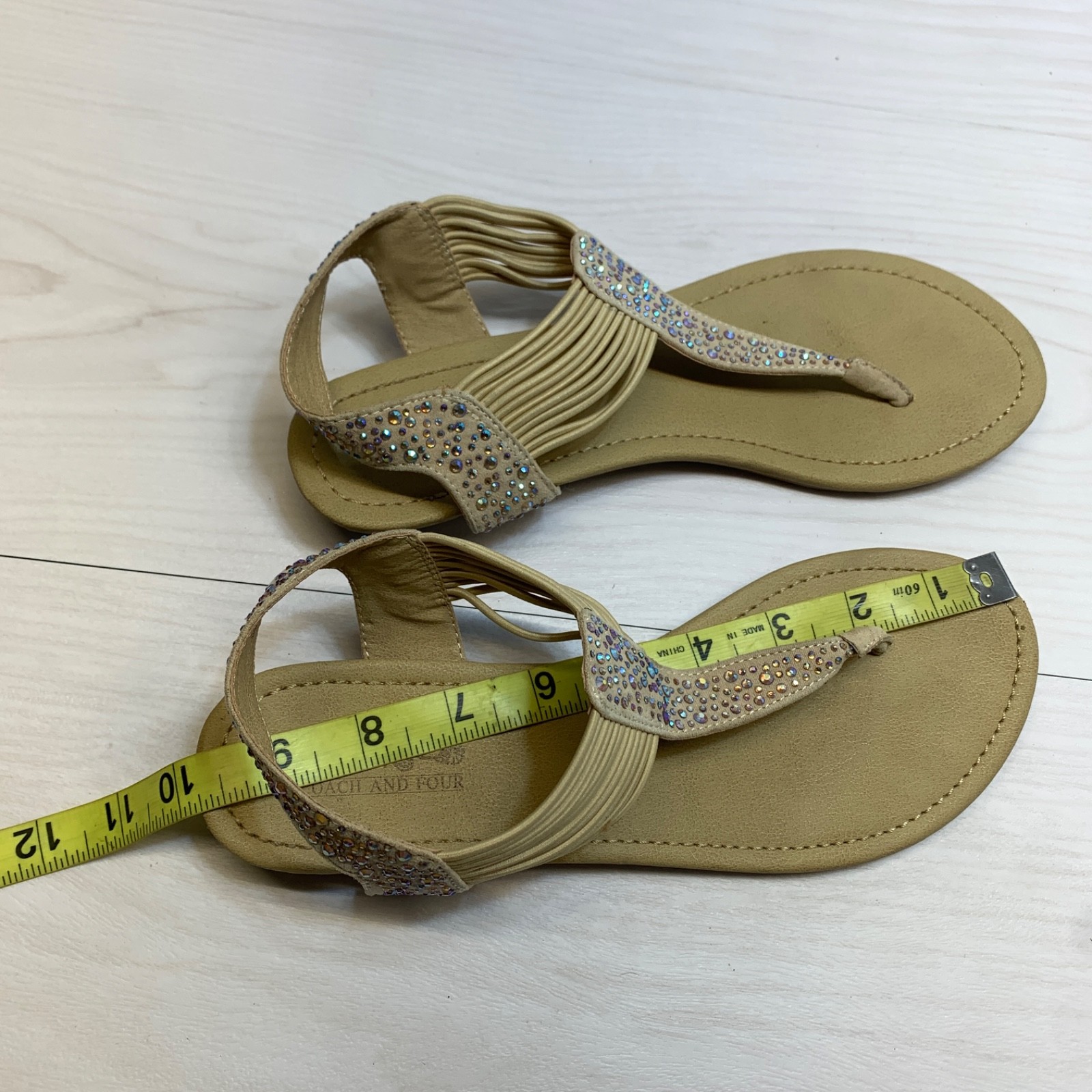 Coach and Four Brown Rhinestone Embellished Leather Slingback Sandals Size 7.5M