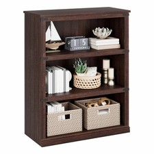 39.9" 3 Tier Bookcase Open Shelves Rustic Industrial Home Office Reddish Brown