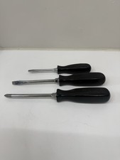 Snap-on Screwdrivers Set Of 3 Flat Tip Phillips Black Hard Handles
