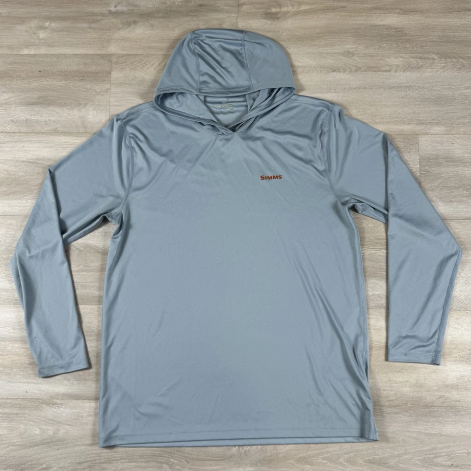 Simms SolarFlex Hoodie Featherweight Insect Shield Fishing Products Blue Mens L - Image 2 of 4
