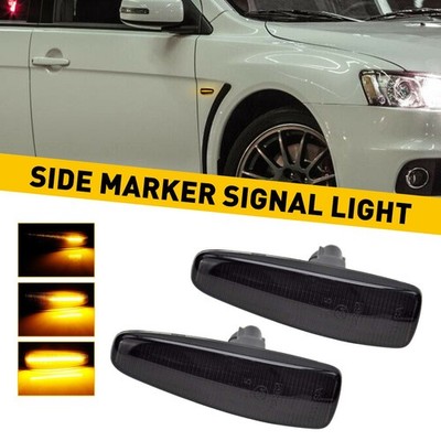 LED Fender Smoked Side Marker LightsSequential Turn Signal Lamp For Mitsubishi