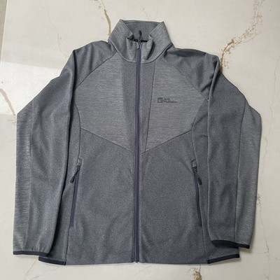 Damen Jack Wolfskin XL grau Full Zip Sweater Pullover Sweatshirt siehe Bilder