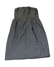 Express Design Studio Gray Herringbone Tweed Sheath Strapless Lined Short 2 ST41