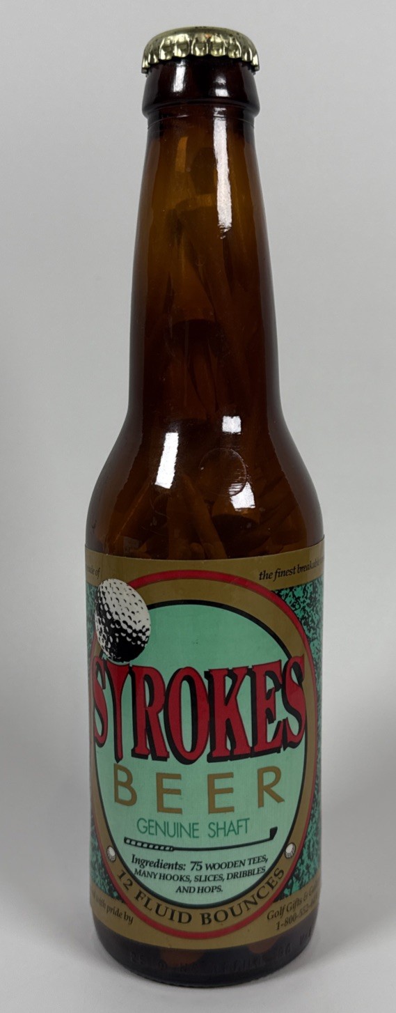 Golf Gag Gift - Strokes Beer, Genuine Shaft, 12 Fluid Bounces - 75 Tees