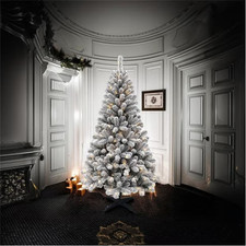 Image of Pre Lit Christmas Tree Snow Flocked 6ft Warm LED Lights 0494