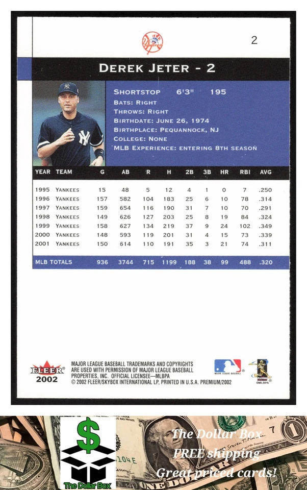 2002 Fleer Premium #2 Derek Jeter - New York Yankees - Image 2 of 2