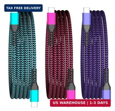 USB C Cable, 6ft, 3-Pack 60W PD 3.0 USB C Cable Fast Charging for iPhone 18 Fa