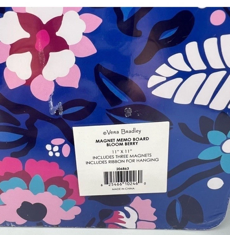 Vera Bradley Bloom Berry Magnet Memo Board with Magnets College Dorm Room New - Image 4 of 4