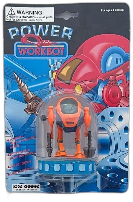 Power Workbot Wind Up Walking Robot Figure Orange Blue Vintage Kids Goods