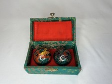 Vintage Cloisonn  Premium Dragon  Phoenix Baoding Balls Chiming Meditation Ball