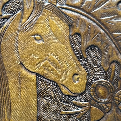 Handbag Purse Leather Authentic Vintage 60s Western Saddle Tooled Horses Floral - Picture 7 of 24