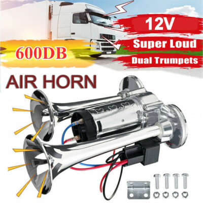 #ad #ad Super Loud Train Electric Air Horn 600DB Dual Trumpets Car Truck Boat Speaker $15.99