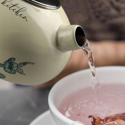 KADAX Wasserkessel, Kessel aus Edelstahl, 2.2L Wasserkocher, Rote Blumen