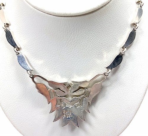 JEF 950 Sterling Silver Signed TAXCO MEXICO Abalone Collar Necklace No Scrap - Picture 6 of 8