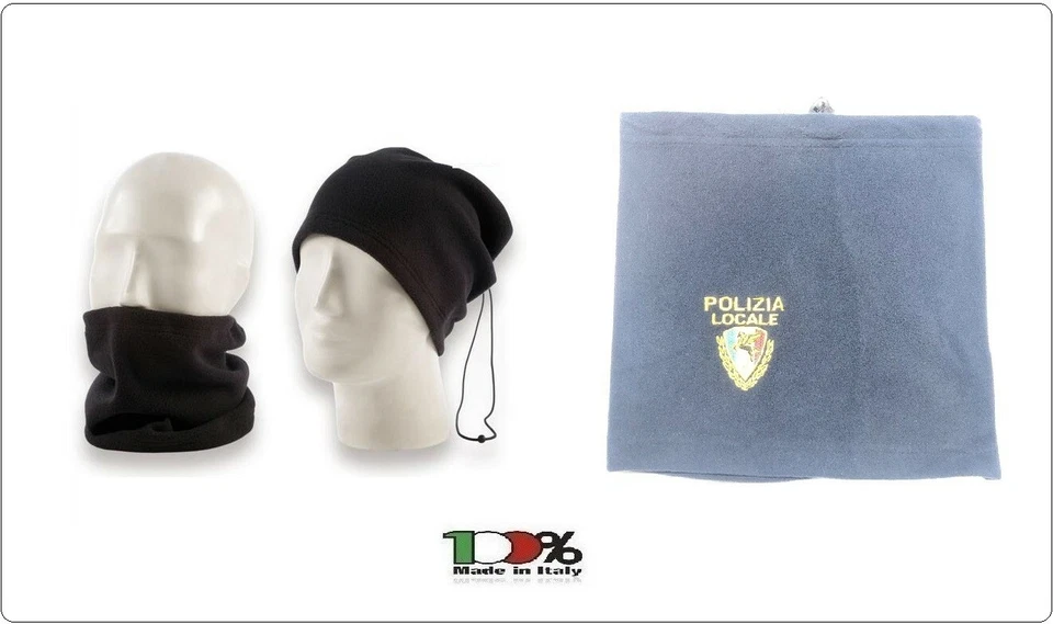 Scaldacollo Blu Fascia Scalda Collo Berretto Doppio Uso Polizia Locale Pegaso