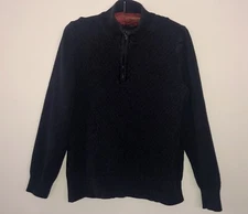 Calvin Klein Jeans Men's Sweater Ribbed Navy Blue Pull Over Quarter Zip Size LG