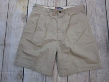 NICE Chaps Ralph Lauren Tan Khaki Chino Casual Pleated Shorts Men's size 33
