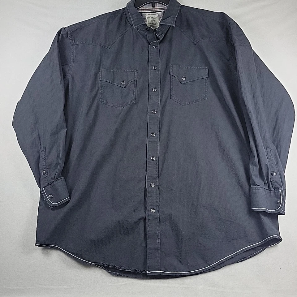 Camisa masculina Panhandle Rough Stock algodão pérola Snap 2xl preta bordada - Imagem 2 de 4