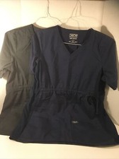 cherokee workwear scrub top Lot Of Two Medium Grey Blue V-neck