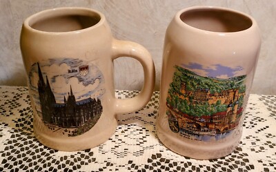 Vintage Kleiber West Germany & WS Germany Stoneware Stein Mug Lot of Two ~ E.U.C