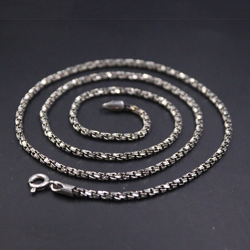 Sterling Silver Chain 925 Men Necklace Vintage Jewelry 2mm Thin Chain  20inchL