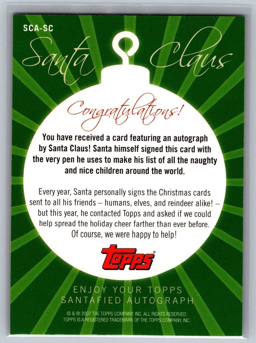 2007 Topps Santa Claus #SCA-SC Santafied Autograph Trading Card | eBay