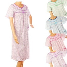 Women's Sleep Shirts Floral Sleepwear 35 Cotton Night Gown T Shirts