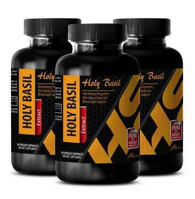 liver cleanse - HOLY BASIL LEAF EXTRACT 745mg - stress relief pills - 3 Bottles