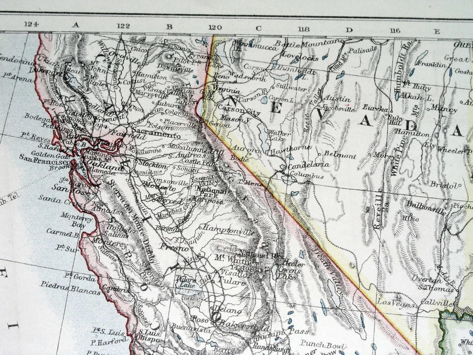 MAPA ANTIGUO DE CALIFORNIA ARIZONA 1921 NUEVO MÉXICO COLORADO/WYOMING MISSOURI Foto 3 de 4