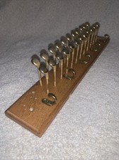 Vtg Wood Brass Golf Club Tie Rack Wall Mount - 24 Tie  5 Belt Hangers