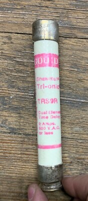 GOULD SHAWMUT TRS9R TRI-ONIC TIME DELAY FUSE 9A 600VAC LOT OF 2 TESTED WORKS