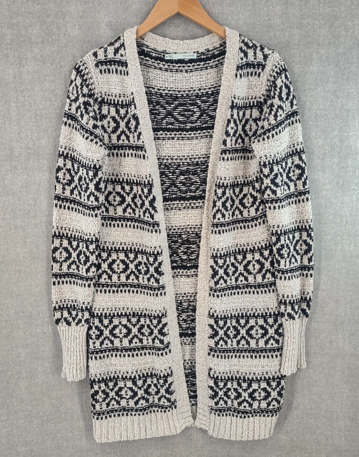 Maurices Sweater Womens Medium Western Bohemian Chunky Knit Open Cardigan