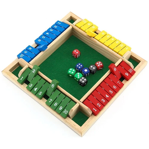 4-Spieler Shut The Box Würfelspiel Klappenspiel Brettspiel für Kinder Erwachsene - Bild 11 von 11