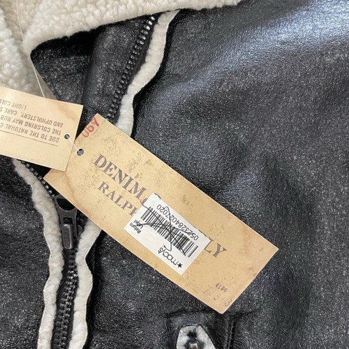 Ralph Lauren Denim Supply Biker Jacket Women’s XL Shearling Vegan Leather NWT - Picture 5 of 18