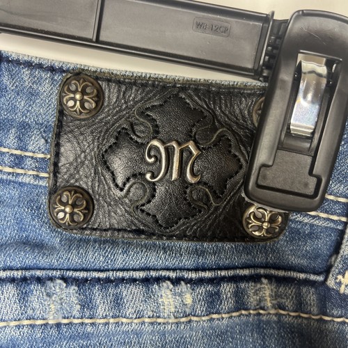 Miss Me Jeans Womens 26 (30x34) Blue Boot Cut Low Rise Distressed JP4369 - Picture 14 of 17