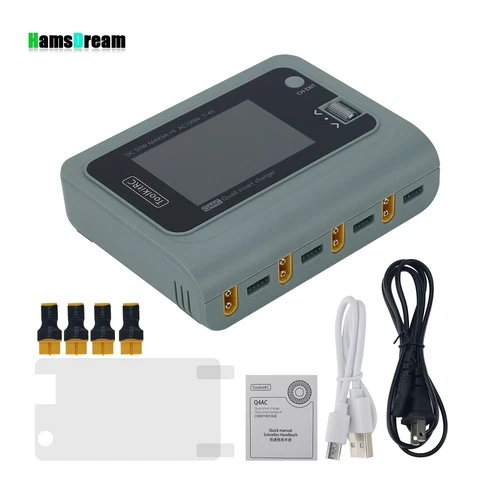 ToolkitRC Q4AC XT60 Output FPV Charger 1-4S 4-CH AC100W/DC50Wx4 Li Charger