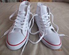 RETROFIRE WHITE CANVAS RETRO HI TOP BASEBALL BOOTS TRAINERS BNIB UK 6 7 8 9 10