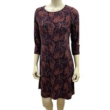 Tommy Hilfiger Paisley Print A-Line Dress With 3/4 Sleeves Womens Size 6 NWT