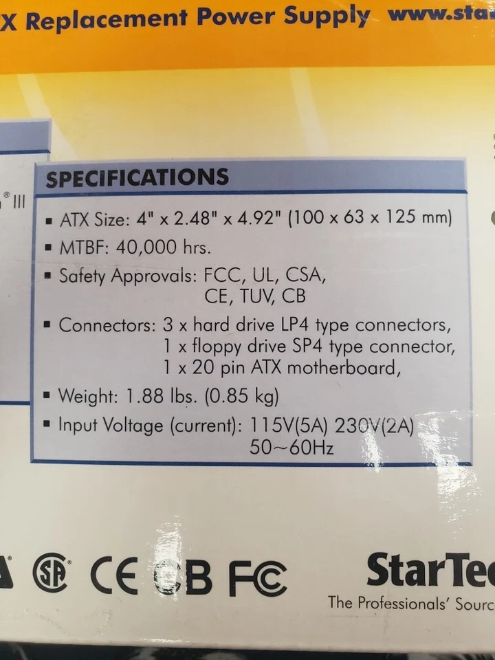 StarTech 145W Power Supply Micro-ATX 20-Pin - Image 3 of 4