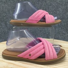 Reef Sandal Womens 7 Pink Lofty Lux X Slide Cross Strappy Open Toe Suede Casual