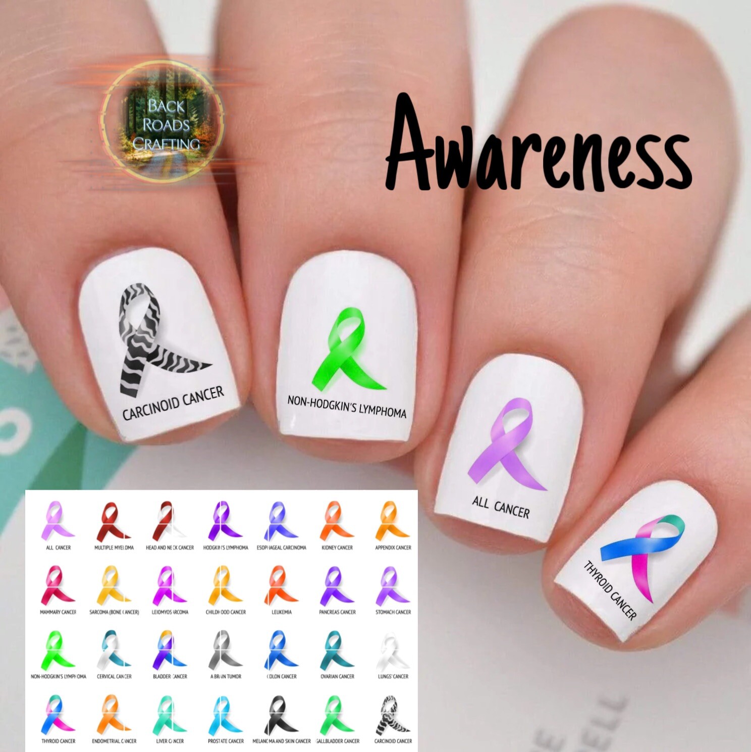 Awareness Ribbons Waterslide Nail Art Decals Set Of 50 Instructions & Bonus