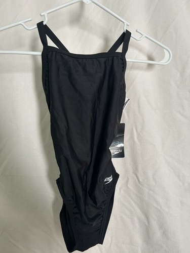 NEW Speedo PowerFlex Eco Core Flyback One Piece Swimsuit New Black Size 26 - Picture 2 of 9