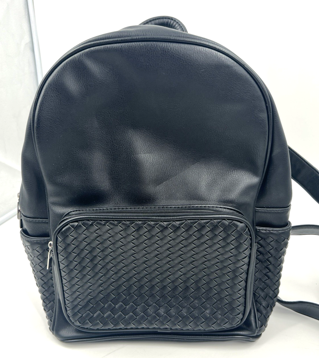 Karla Hanson Black Leather Woven Braided Large Backpack  display picture 2