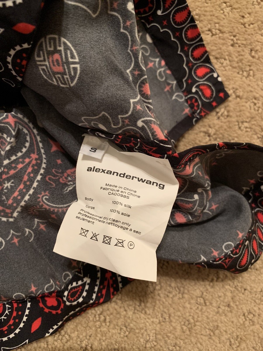 Alexander Wang Bandana Print Hawaiian Shirt Button Up 100% Silk 