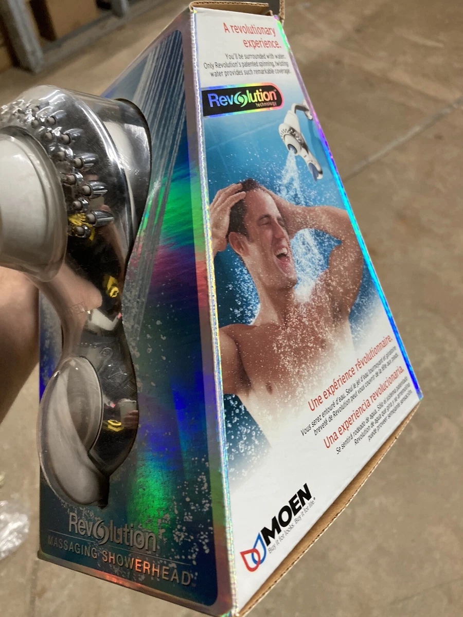 NEW Moen Revolution Massaging Showerhead Glacier Showerhead with pebble