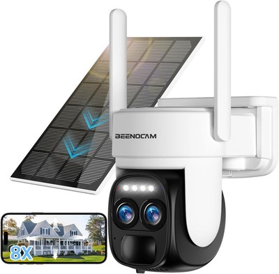 [ 8X Zoom ] 4K 5Dbi Security Cameras Wireless Outdoor, Battery Powered Solar
