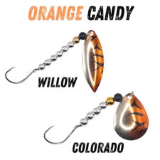 Orange Candy Worm Harness Spinner Lure for Fishing and Targets WALLEYE