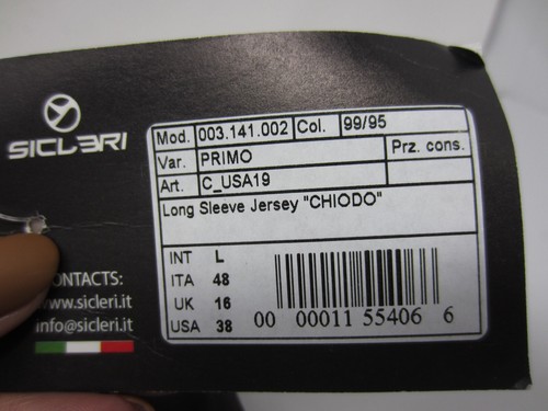 NEW Sicleri Chiodo Long Sleeve Thermal Road Bike Bicycle Cycling Jersey Men L - Picture 5 of 6