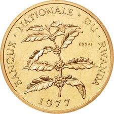 Coin, Rwanda, 5 Francs, 1977, BU, Bronze, KM:E5