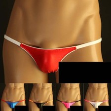 Men Solid Low Waist Thong Underwear G Strings T Back Panties Black White